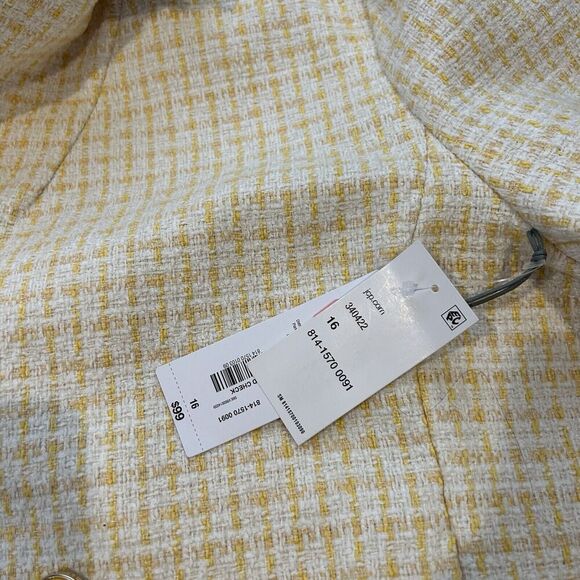 Vintage NWT Women’s Liz Claiborne Tweed Yellow Blazer‎ Size 16 - Picture 5 of 9